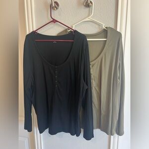 Old Navy Henley Women's Long Sleeve Tops, Set of 2, 4X